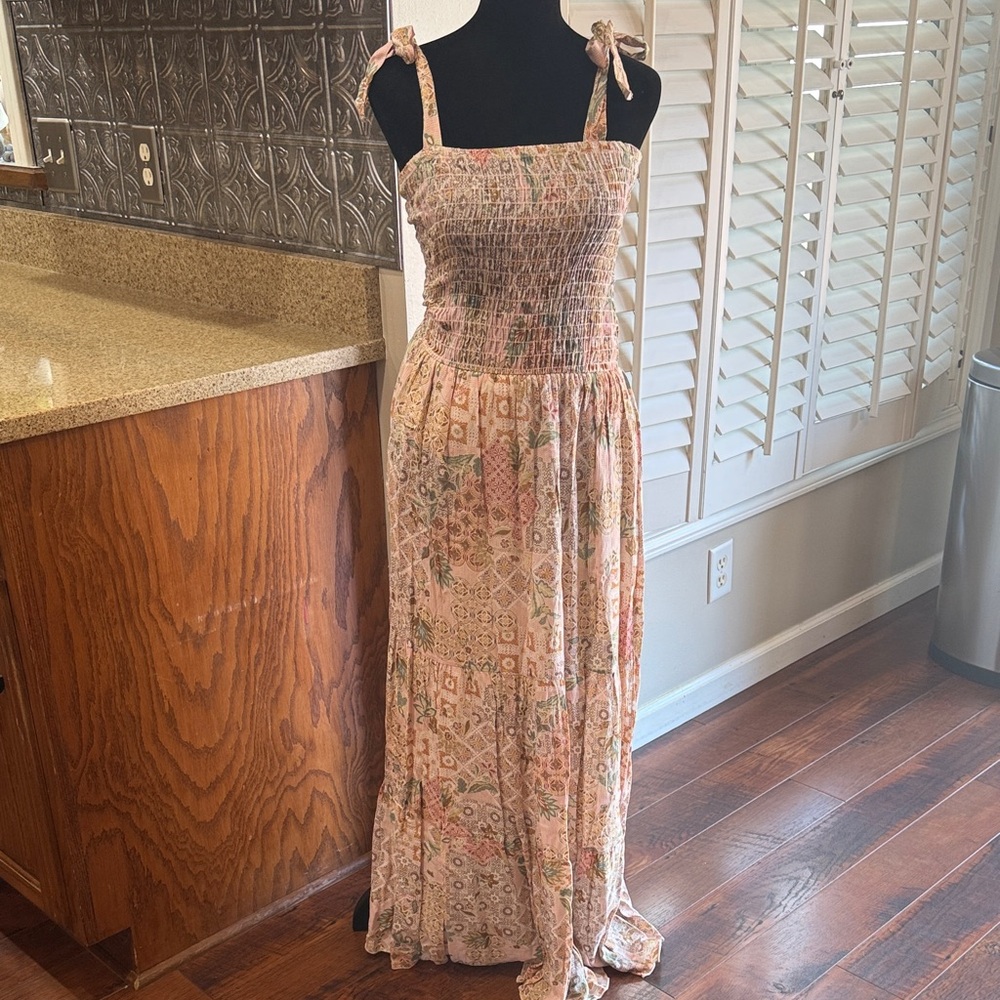Lovely Melody Patchwork Maxi Dress with Bow Straps